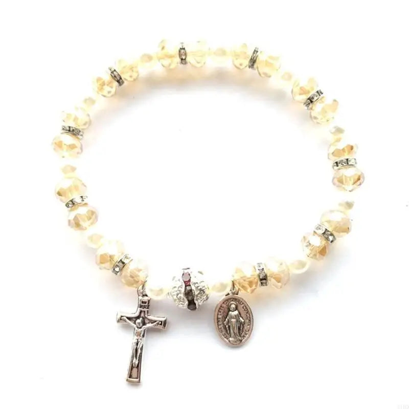 Rosary Bracelet Elastic Bead Jewelry Men Hand Decoration Supplies