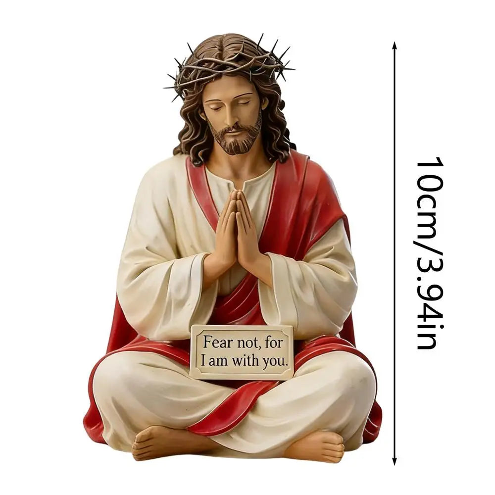 Hand Painted Jesus Figures Religious Sculpture Fear Not, For I Am With You Jesus Resin Desk Companion Figurine For Holiday