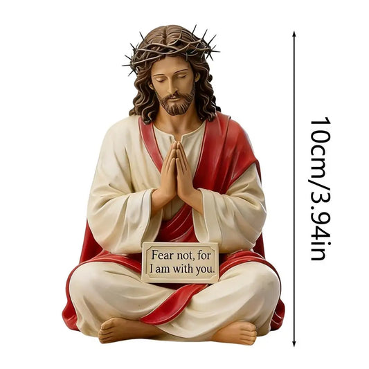Hand Painted Jesus Figures Religious Sculpture Fear Not, For I Am With You Jesus Resin Desk Companion Figurine For Holiday