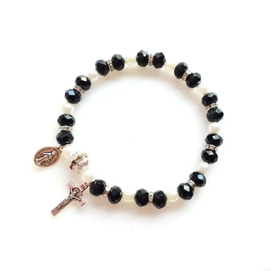 Rosary Bracelet Elastic Bead Jewelry Men Hand Decoration Supplies