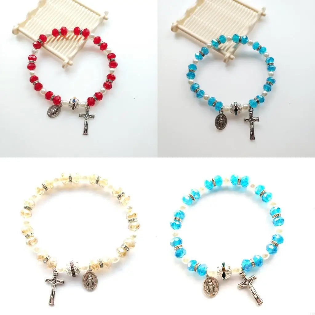 Rosary Bracelet Elastic Bead Jewelry Men Hand Decoration Supplies