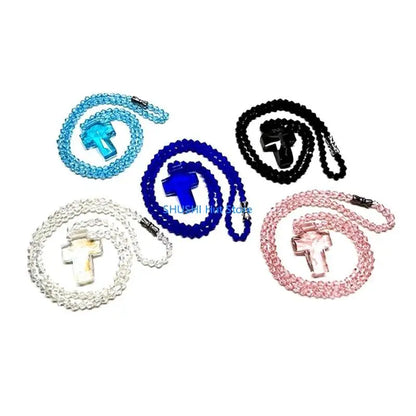 Crystal Bead Rosary Necklace Bead Chain Pendant Ornament D57B