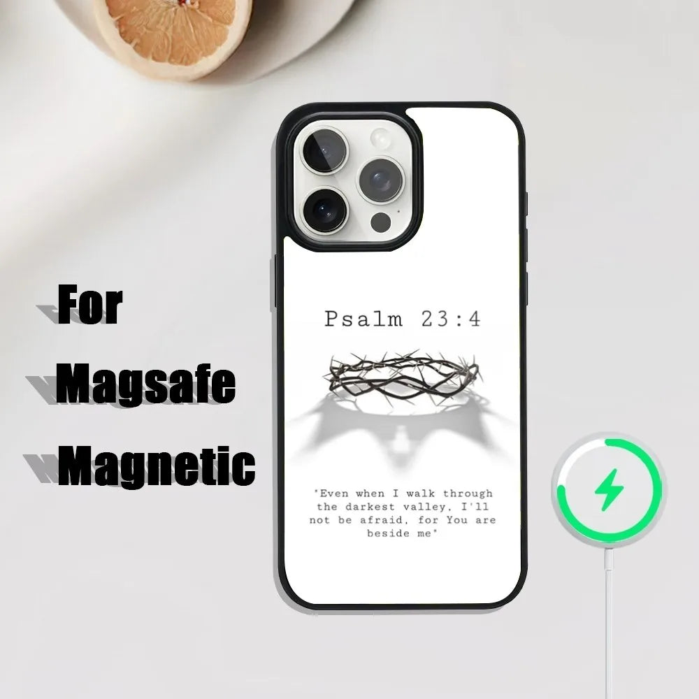 Bible Verse Jesus Christ Phone Case For iPhone 16,15,14,13,12,11,Plus,Pro,Max Mini Magsafe Magnetic Wireless Charging