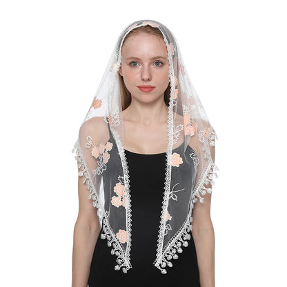 White Women Spanish Mantilla Lace Catholic Veil Chapel Scarf for Church Shawl Head Covering Scarf Mass Shawl Muslim Woman Veil