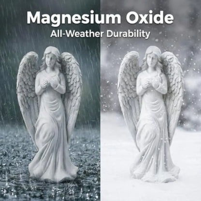 Standing Angel Statues for Garden 18.9 Inch Outdoor Garden Decor in White Religious Blessed Catholic Magnesium Oxide Stone Scul