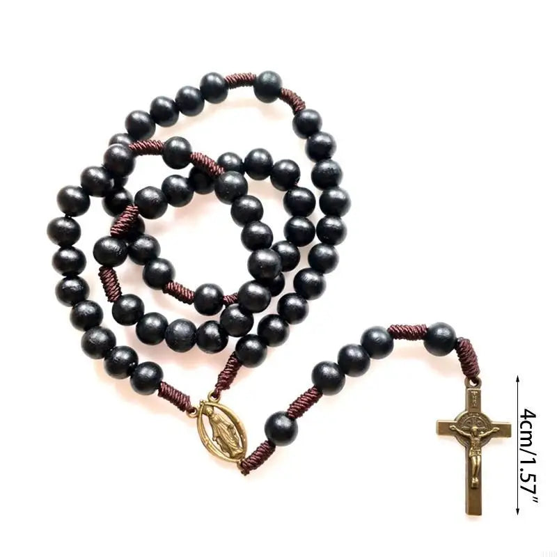 Handwoven Rope Rosary Necklace Holy Catholic Jewelry Charm Pendant