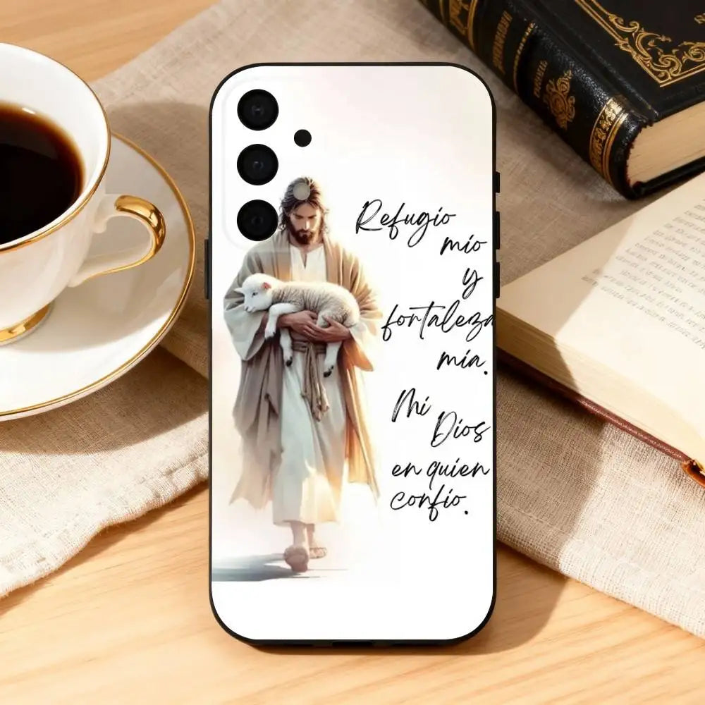 Jesus Bible Verse Spanish  Phone Case For Samsung Galaxy A73,A72,A71,A70,A53,A52,A51,Soft Silicone Black Cover