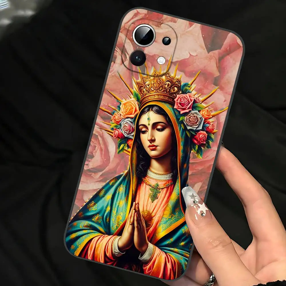 Virgin De Guadalupe Virgen Mary Slim Black Phone Case: Snug Fit For Xiaomi 12,11,12S Ultra & Redmi Note 11,10T,9,9A,8Pro,8T,5G