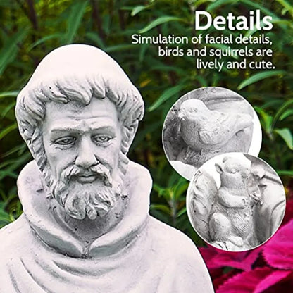 31 Inch Saint Francis of Assisi Garden Statue Magnesium Oxide Stone Grey Outdoor Yard Decor for Lawn Patio Catholic Christian G