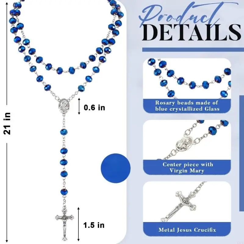 Crystal Beads Rosary Catholic Necklace Rosary First Communion Rosary Gift X3UC