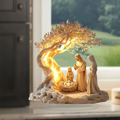 Desktop Decoration Family Statue Tree Of Life Newborn Acrylic Desktop Decoration Ornament 2D Flat Desktop Decorative Suppiles