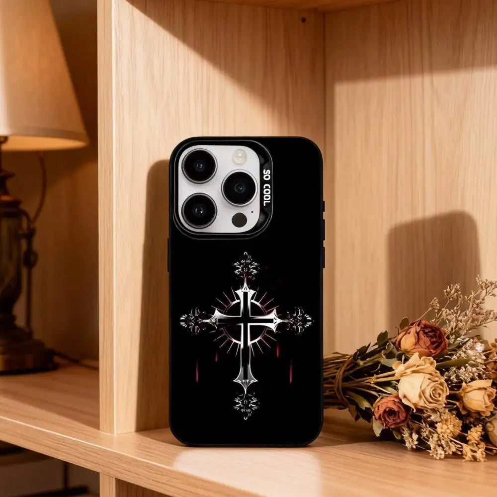 Orthodox Christian Cross Icon   Phone Case For iPhone17,16,15,14,13,12,11 Plus,Pro Max Black Candy silver phone case