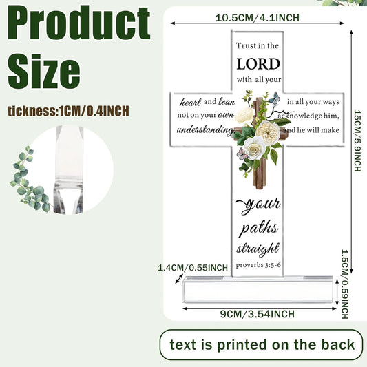 Acrylic Christian Standing Cross Inspirational Gifts with Bible Verse and Prayers Sunflower Religious Scripture Gifts