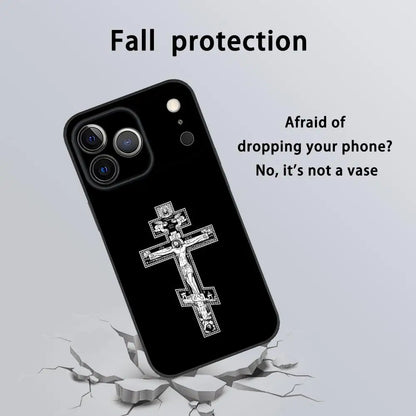 Simple Orthodox Cross Phone Case For IPhone 17 16 15 14 13 12 11 Pro Max Plus Mini Black Frosted Soft Shell Funda