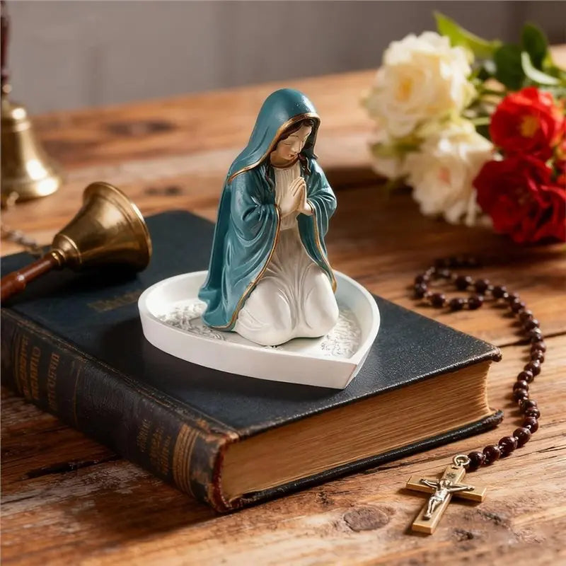CQMF-Virgin Mary Rosary Holder, Virgin Mary Statue - Blessed Mother Figurine, Gift For Women, Ideal Catholic Home Decor