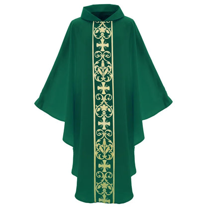 Halloween Costume Monk Church Priest Cape Cross Print Robe Dress Jesus Religion Christ Minister Clergy Men Gown Cloak for Adult