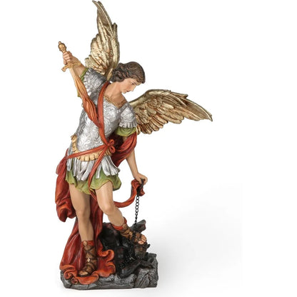 BC Catholic St. Michael Statue, 17 H Archangel Figure, Indoor Statue,Patron of Exorcism & Spiritual Defense, Collectable Figurin
