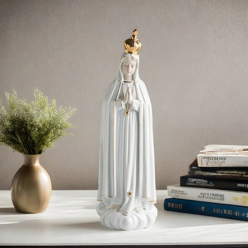 Our Lady of Fatima Ceramic Statue - Sacred Artifacts Home Decor Family Rose Church Holy Ornament