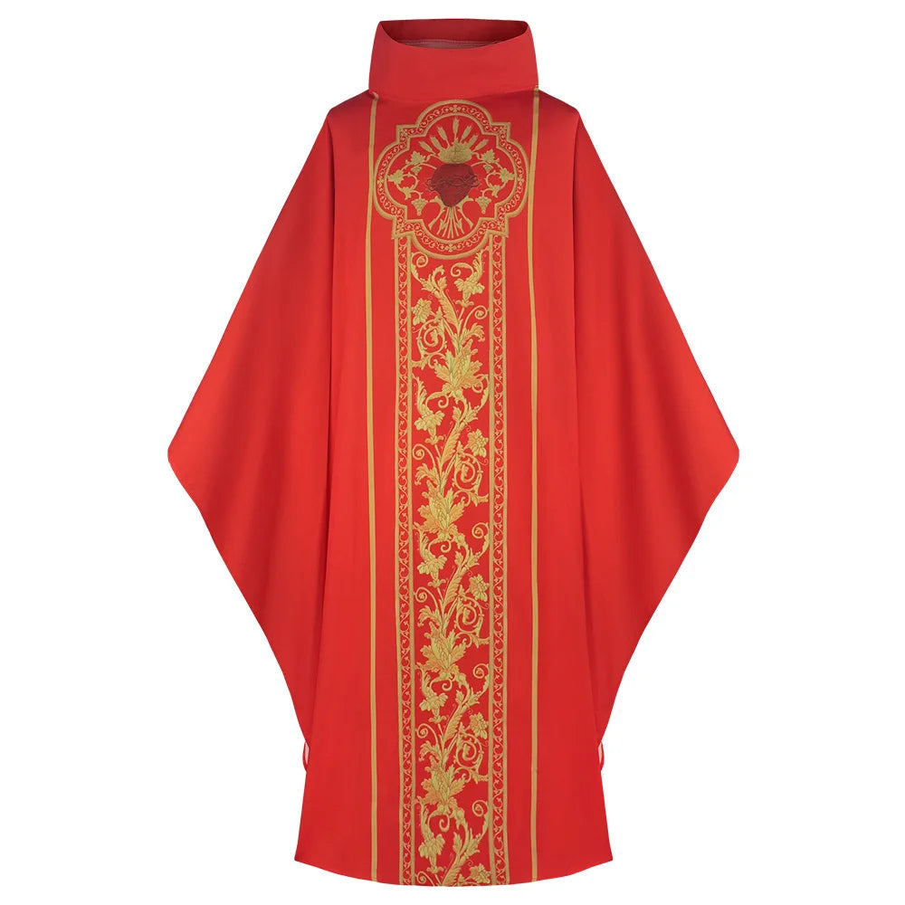 New Printed Church Pastor Celebrant Chasuble Priest Vintage Robe Gown Cape Cassock Vestment White Red Green Purple