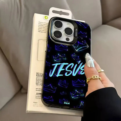 1PC Verse Of The Christian Bible Jesus phone case for iPhone 17 17Air 16 15 14 13 12 11 Pro Max Plus Colorful Silver