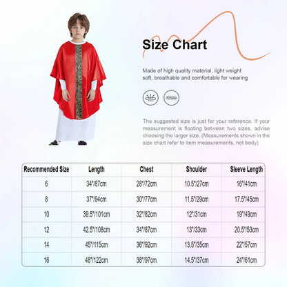 Boys Girls Halloween Priest Cosplay Costume Catholic Pope Vestments Long Sleeve Cape Robe Gown Church Father Clergy Chasuble