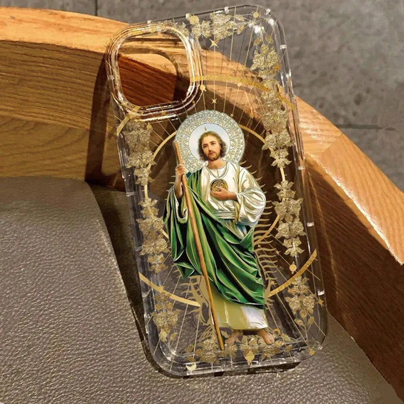 Saint Jesus Print Clear Phone Case For IPhone 16 16E 15 14 13 11 12 Pro Max X XS XR 7 8 16 Plus SE2020 Shockproof Soft TPU Cover