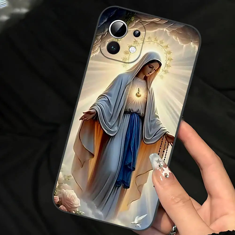 Virgin De Guadalupe Virgen Mary Slim Black Phone Case: Snug Fit For Xiaomi 12,11,12S Ultra & Redmi Note 11,10T,9,9A,8Pro,8T,5G