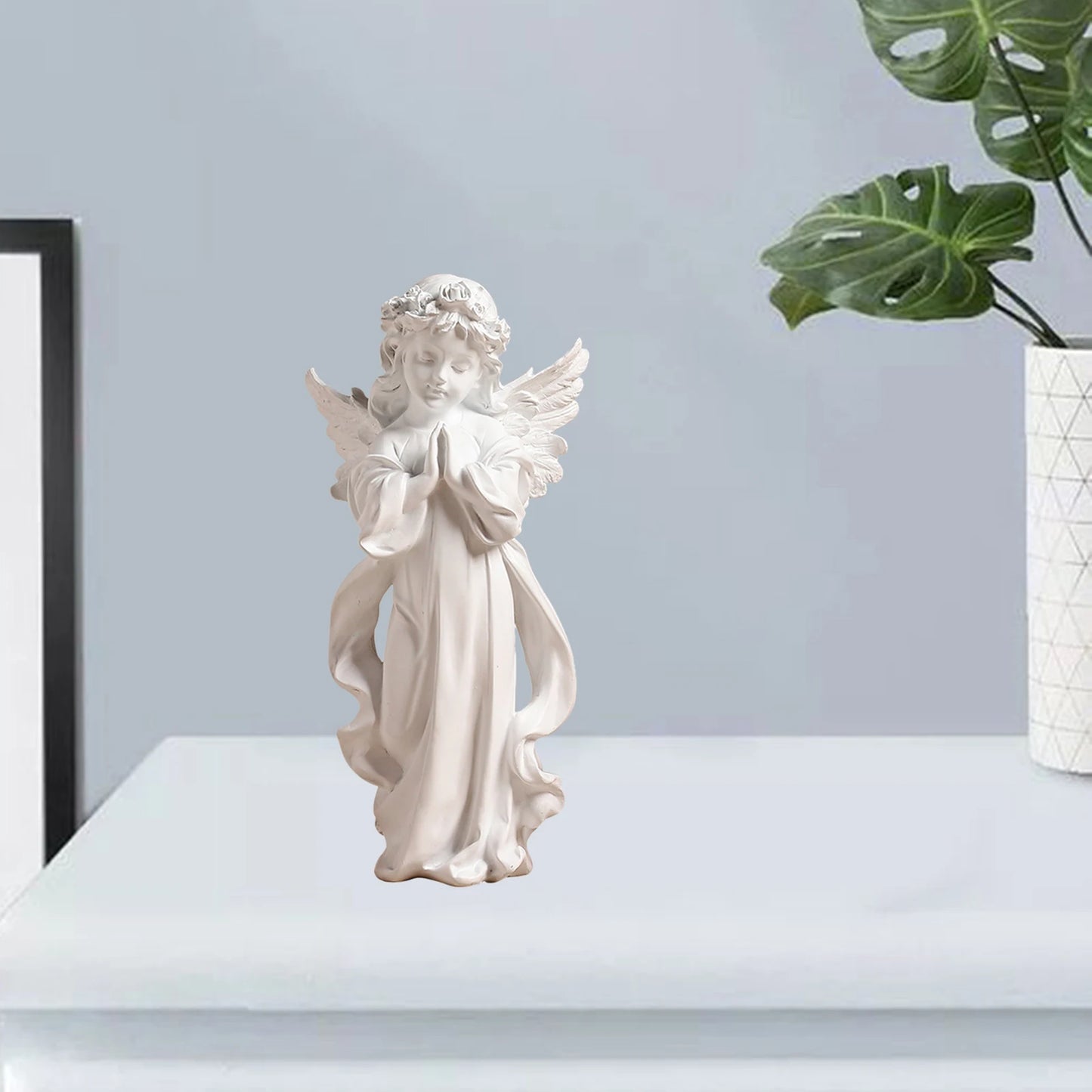 Cute Resin Praying Angel Figurine European Style Fairy Prayer Angel Shelf Sculpture Desktop Ornament Carving Crafts