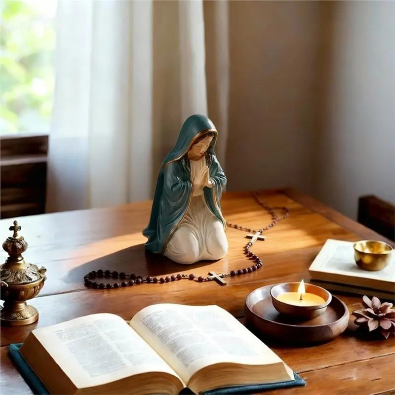 CQMF-Virgin Mary Rosary Holder, Virgin Mary Statue - Blessed Mother Figurine, Gift For Women, Ideal Catholic Home Decor