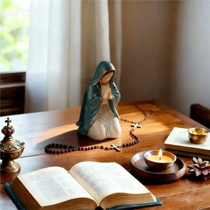 CQMF-Virgin Mary Rosary Holder, Virgin Mary Statue - Blessed Mother Figurine, Gift For Women, Ideal Catholic Home Decor