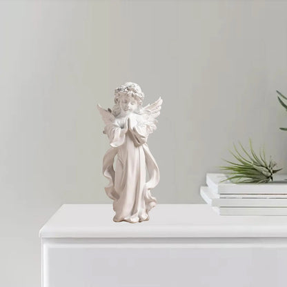 Cute Resin Praying Angel Figurine European Style Fairy Prayer Angel Shelf Sculpture Desktop Ornament Carving Crafts