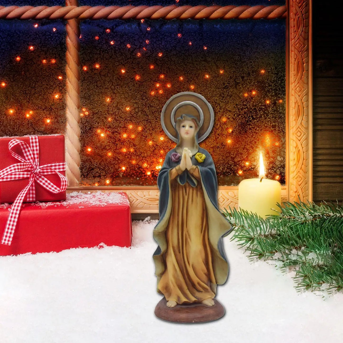 7.8inch Virgin Mary Figurine Resin Craft Lightweight Catholic Sculpture