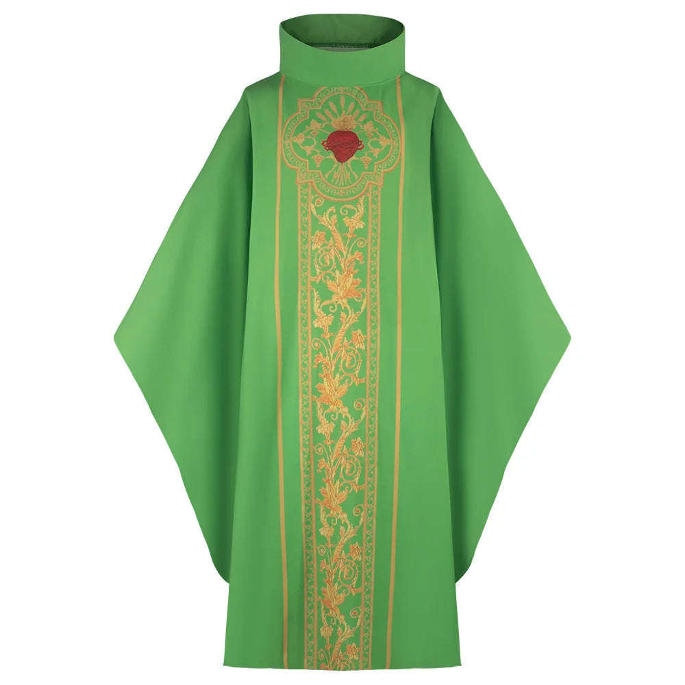 New Printed Church Pastor Celebrant Chasuble Priest Vintage Robe Gown Cape Cassock Vestment White Red Green Purple