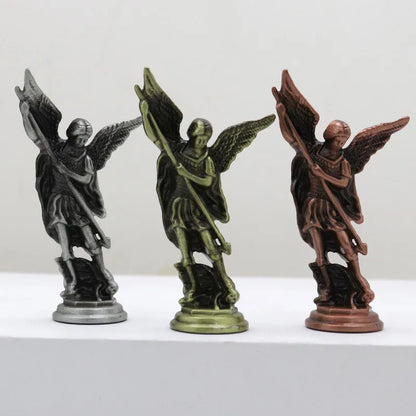 Christian Saint Michael FigurineThe Archangel Defeating Satan Guardian Statues Zinc Alloy Ctafts For Home Room Tabletop Desktop