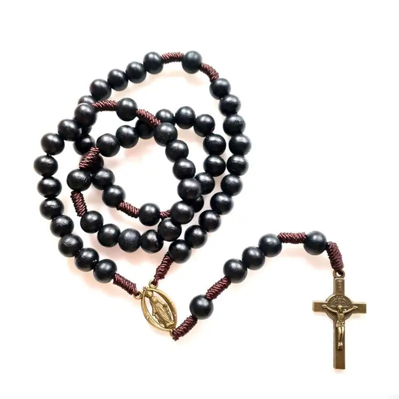 Handwoven Rope Rosary Necklace Holy Catholic Jewelry Charm Pendant