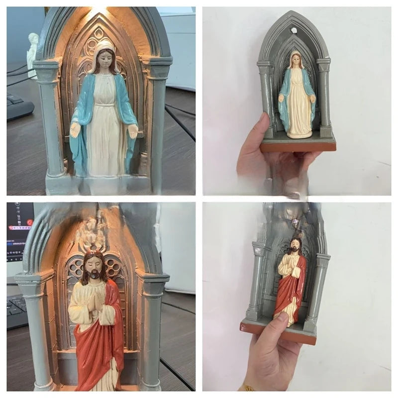Virgin Mary Resin Statue Classic Religious Figurine Desktop Decoration Home Ornament Catholic Art Craft Gift For Spiritual