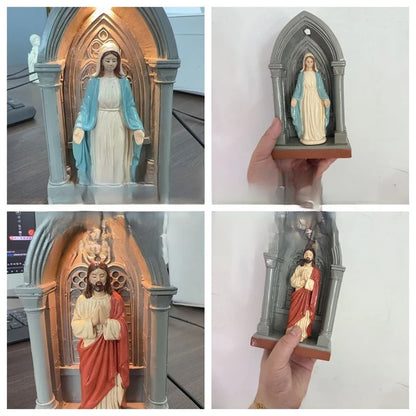 Virgin Mary Resin Statue Classic Religious Figurine Desktop Decoration Home Ornament Catholic Art Craft Gift For Spiritual