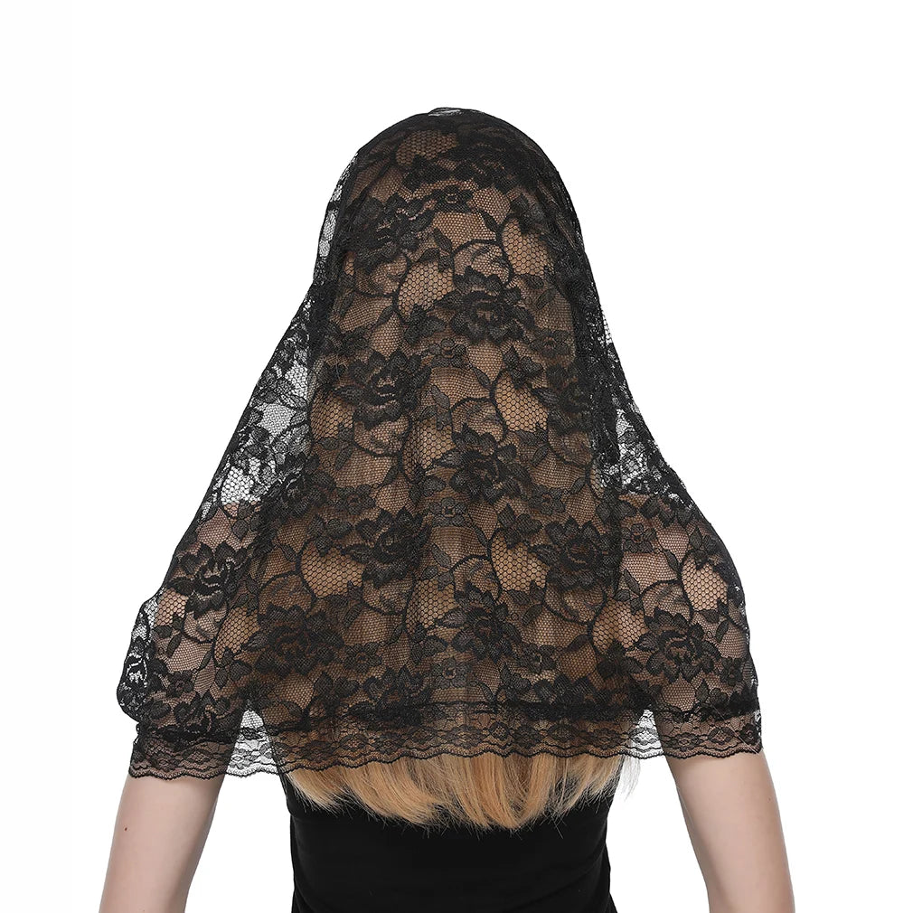 White Women Spanish Mantilla Lace Catholic Veil Chapel Scarf for Church Shawl Head Covering Scarf Mass Shawl Muslim Woman Veil