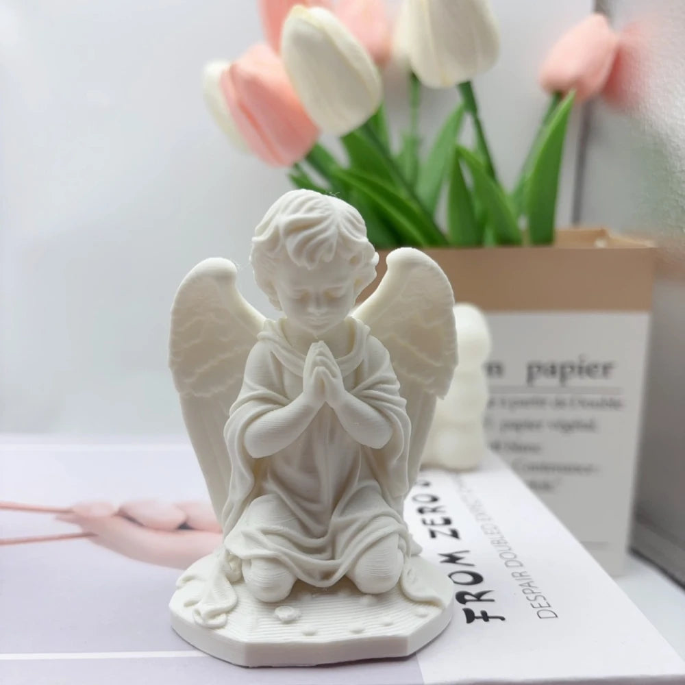 1 3D Printed Prayer Angel Statue, Kneeling Prayer Angel Sculpture Ornament, Angel Girl Decoration Ornament Artistic Angel Statue