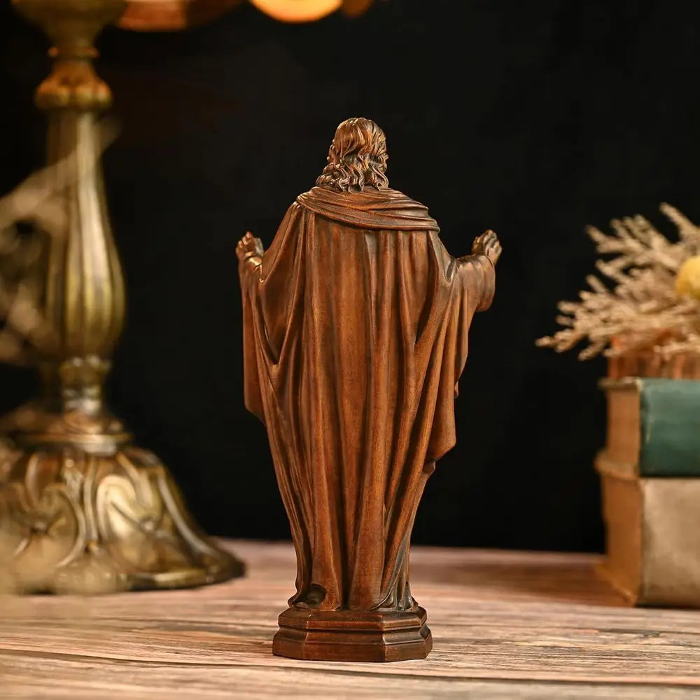 7 Handcrafted Wooden Sacred Heart Jesus Statue, Catholic Religious Home Decor Gift for Christmas