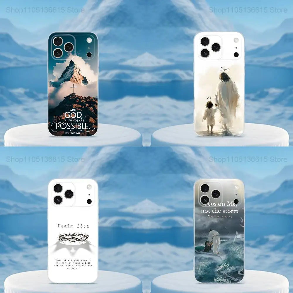 Verses Belief Jesus Bible Phone Case For iPhone 16,15,14,13,12,11,17 Pro,Max,Plus,X,XS,XR,SE,Mini Transparent Soft Cover