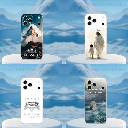 Verses Belief Jesus Bible Phone Case For iPhone 16,15,14,13,12,11,17 Pro,Max,Plus,X,XS,XR,SE,Mini Transparent Soft Cover