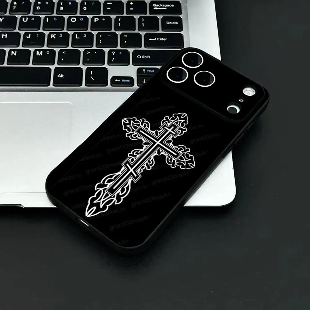 Orthodox Cross Phone Case For IPhone 12-17 Air Plus Pro Max Satin Glossy Colorful Great Gift