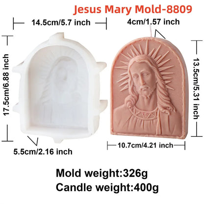 Catholic Family of Three Silicone Candle Mold Jesus Virgin Mary Figurine Resin Molds Religious Gypsum Ornaments Making Supplies
