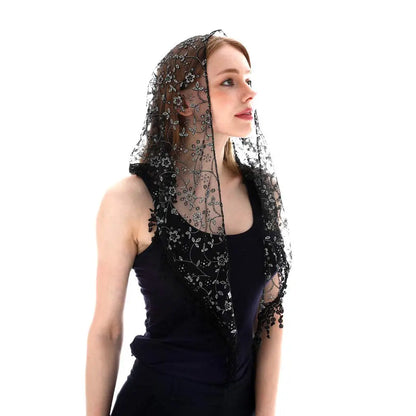 White Women Spanish Mantilla Lace Catholic Veil Chapel Scarf for Church Shawl Head Covering Scarf Mass Shawl Muslim Woman Veil