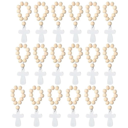 Wooden Cross Pendant Wooden Rosary White Mesh Bags With Crosses Pendants Catholic Rosary Prayer Rosary Beads