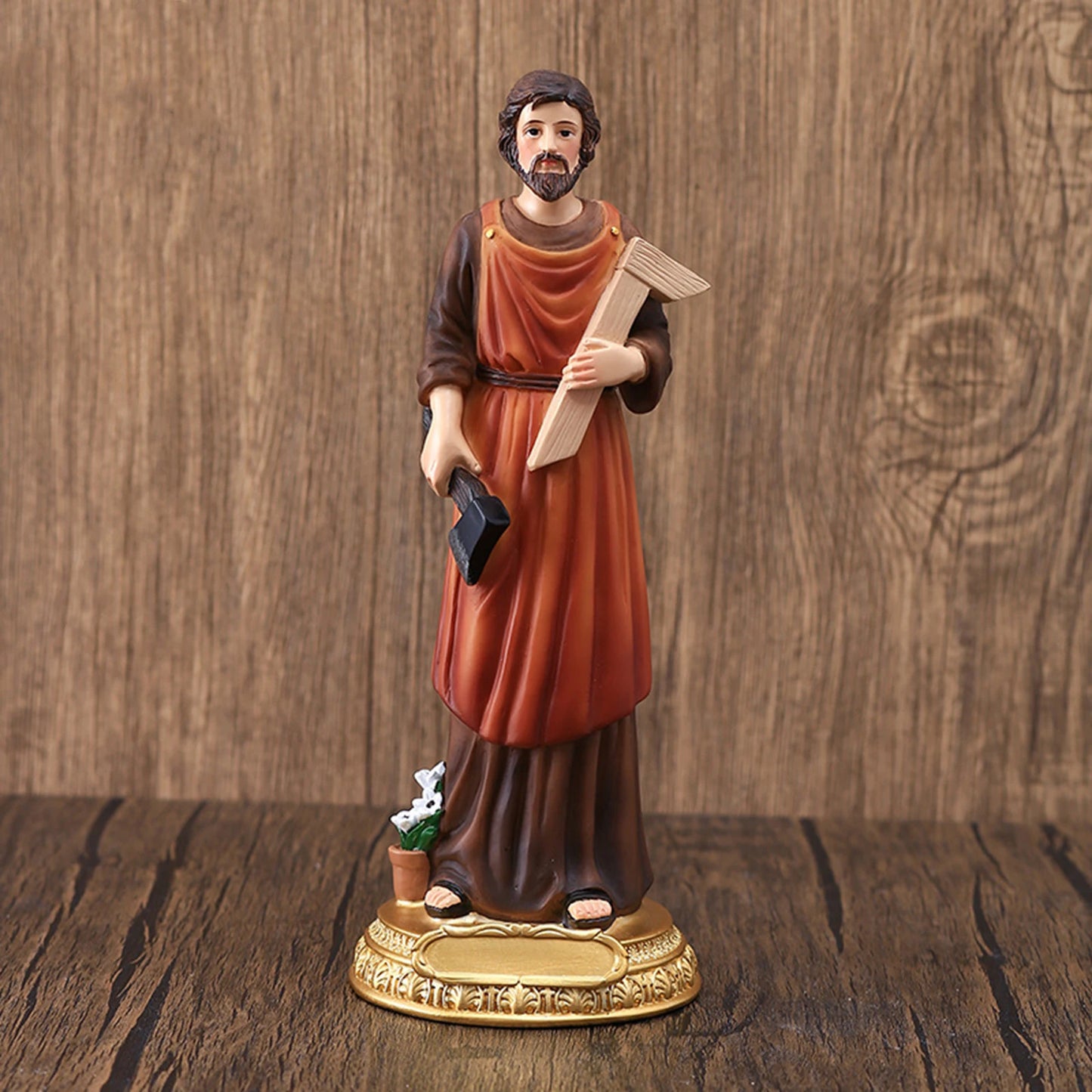 Saint Joseph Carrying Child Jesus Statues Religious Figurines Resin Model Sculpture St. Joseph God Christ Church Desk Décor