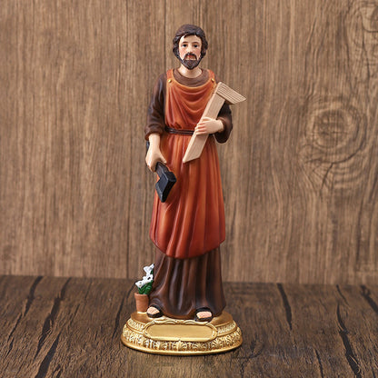 Saint Joseph Carrying Child Jesus Statues Religious Figurines Resin Model Sculpture St. Joseph God Christ Church Desk Décor